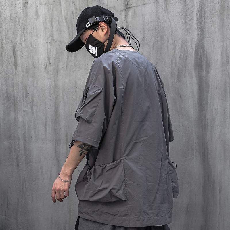 Techwear Grey cargo shirt