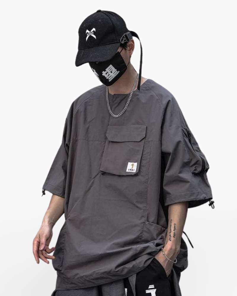 Techwear Grey cargo shirt