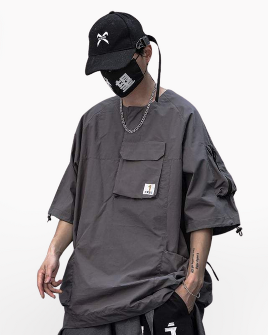 Techwear Grey cargo shirt