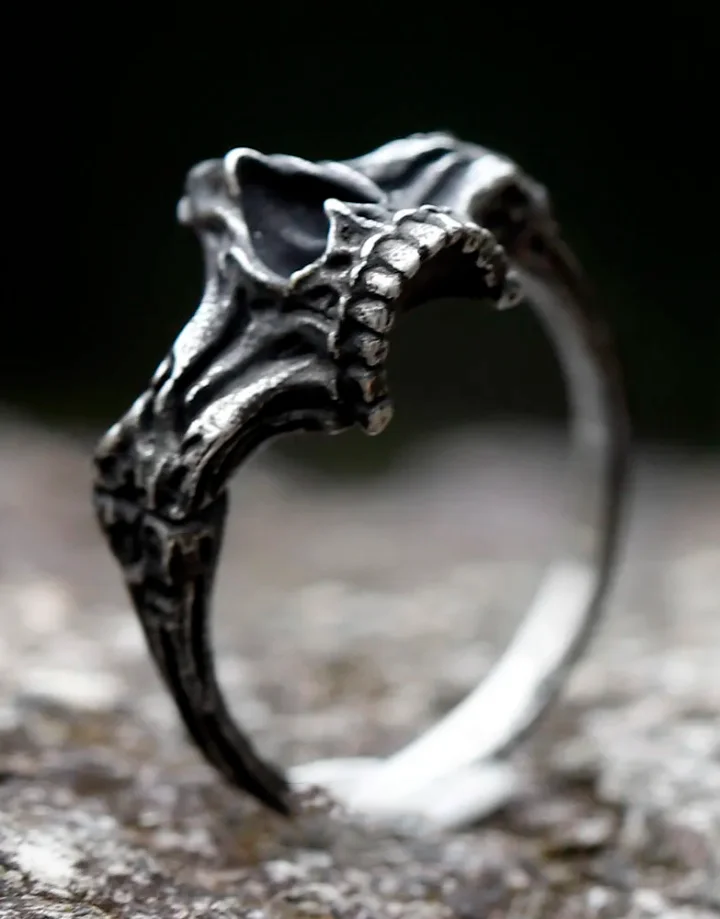 Techwear Half Jaw Skull Ring