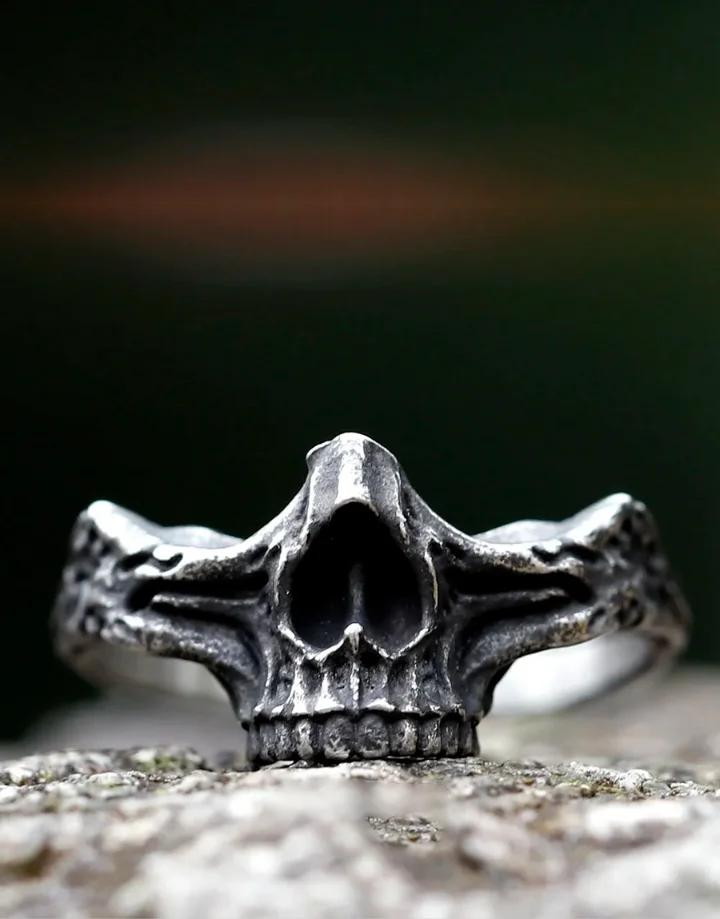 Techwear Half Jaw Skull Ring