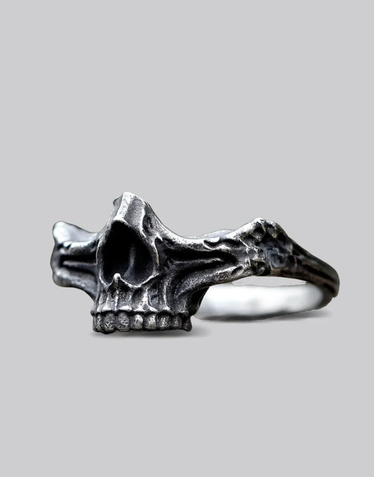 Techwear Half Jaw Skull Ring