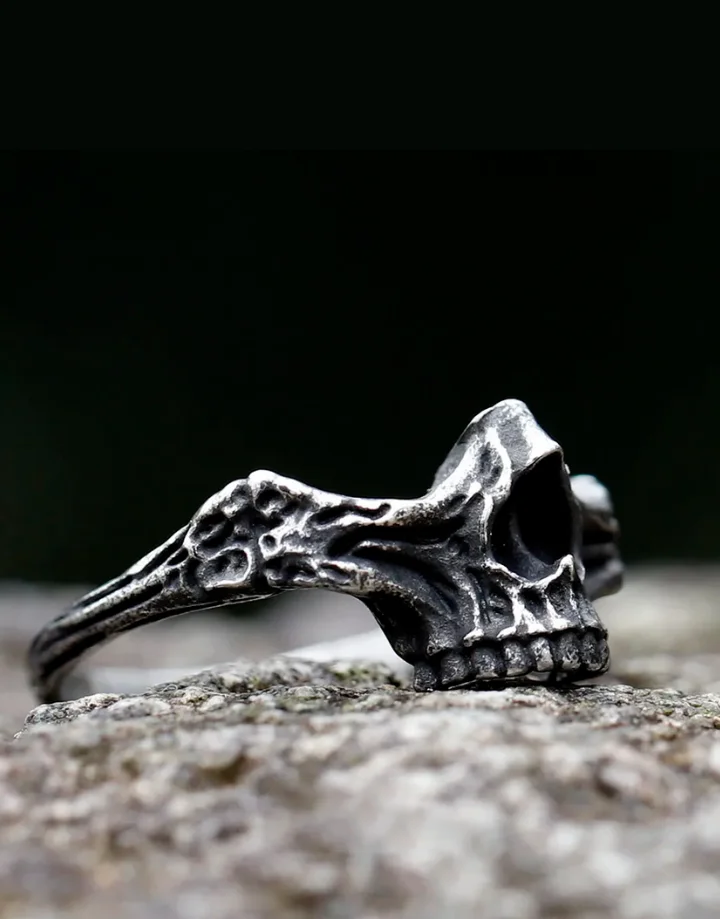 Techwear Half Jaw Skull Ring