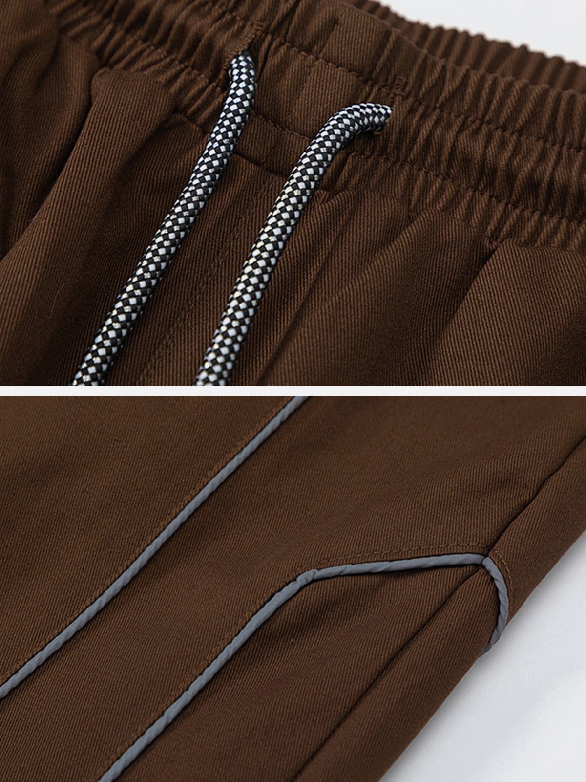 Solid Reflective Strip Drawstring Pants