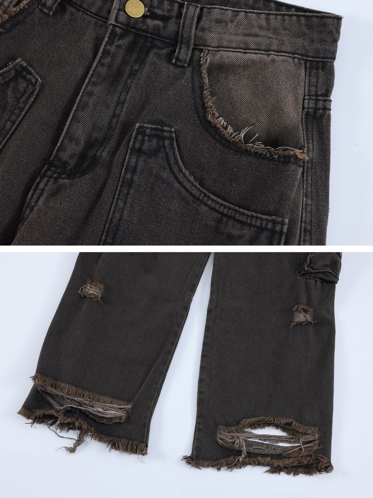 Multiple Pockets Ripped Jeans