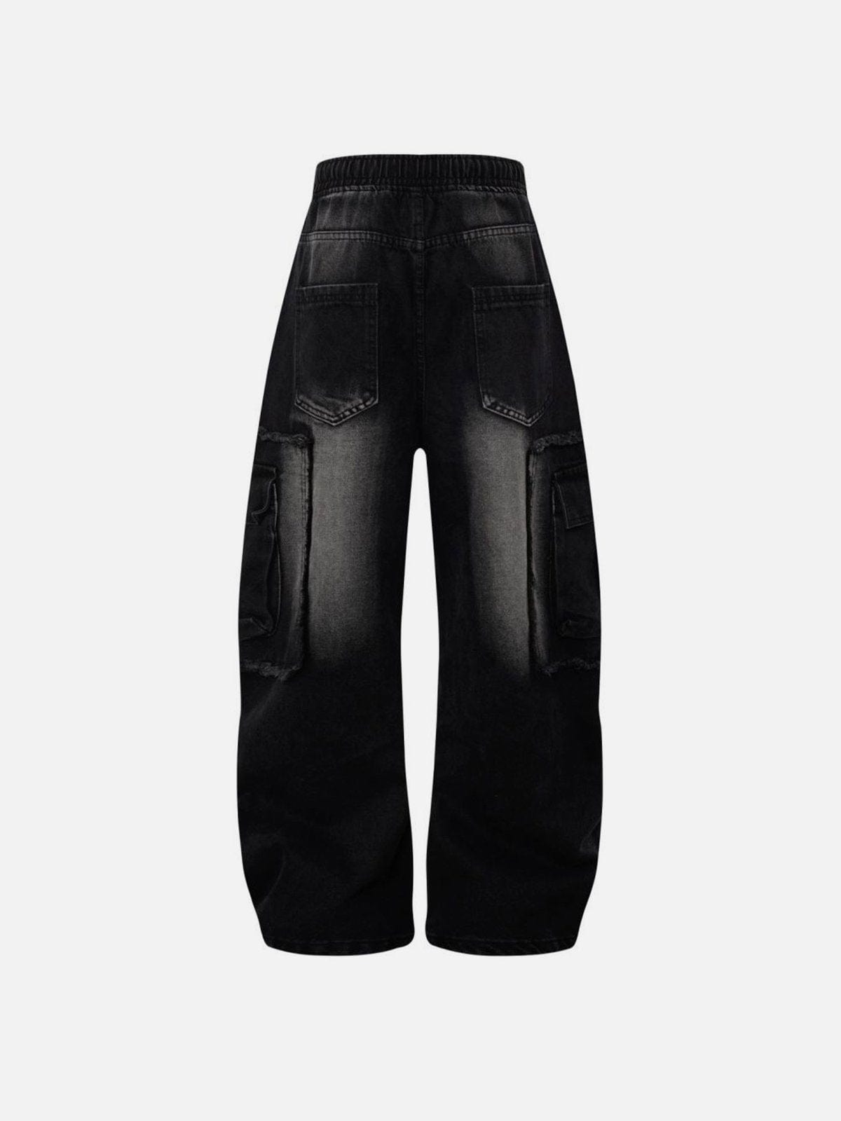 Fringe Big Pocket Washed Barrel Jeans