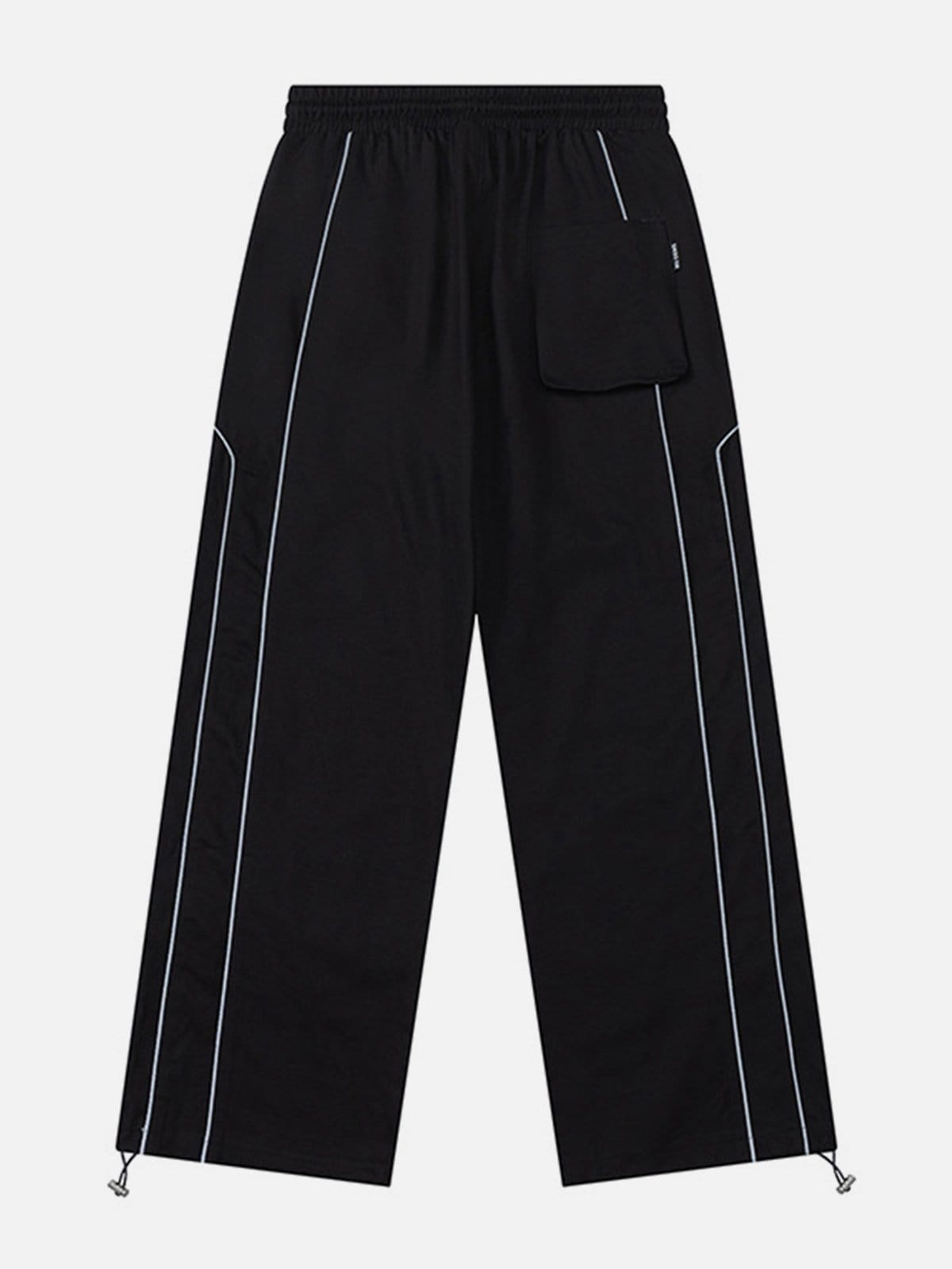 Solid Reflective Strip Drawstring Pants