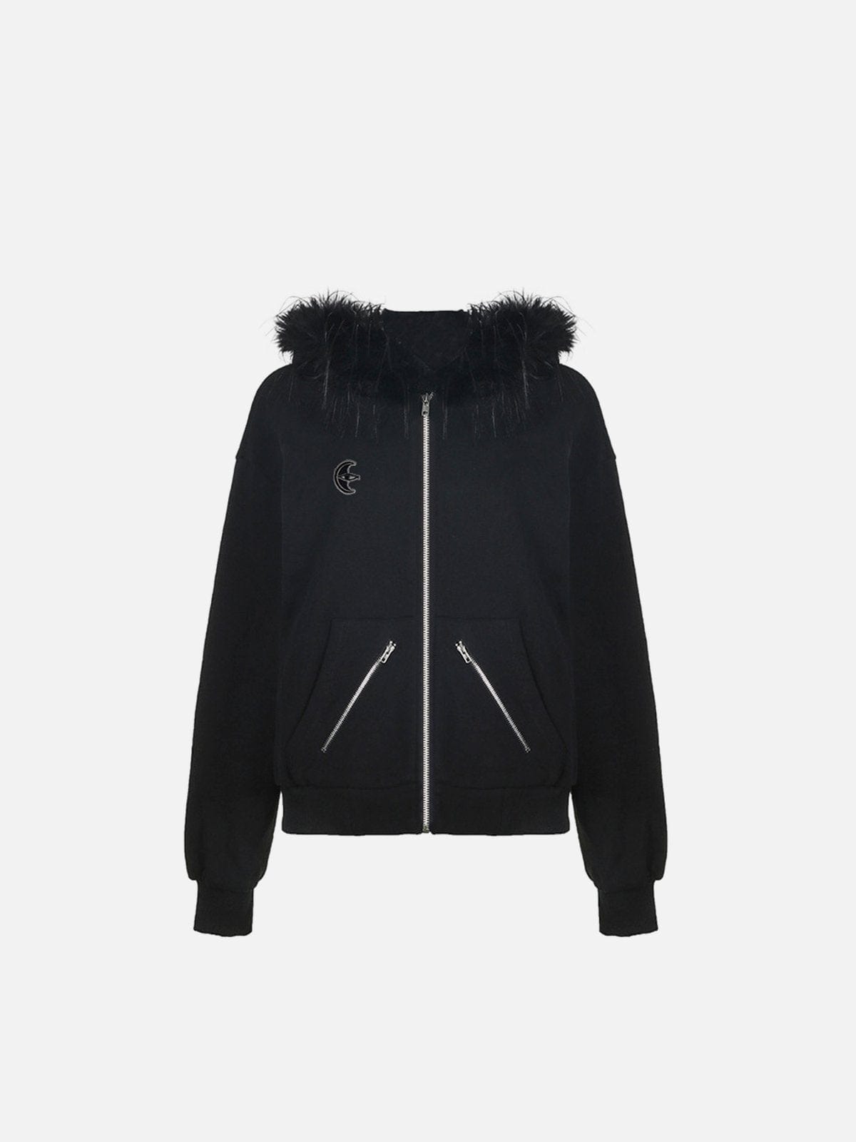 Cropped Plush Zip Up Hoodie