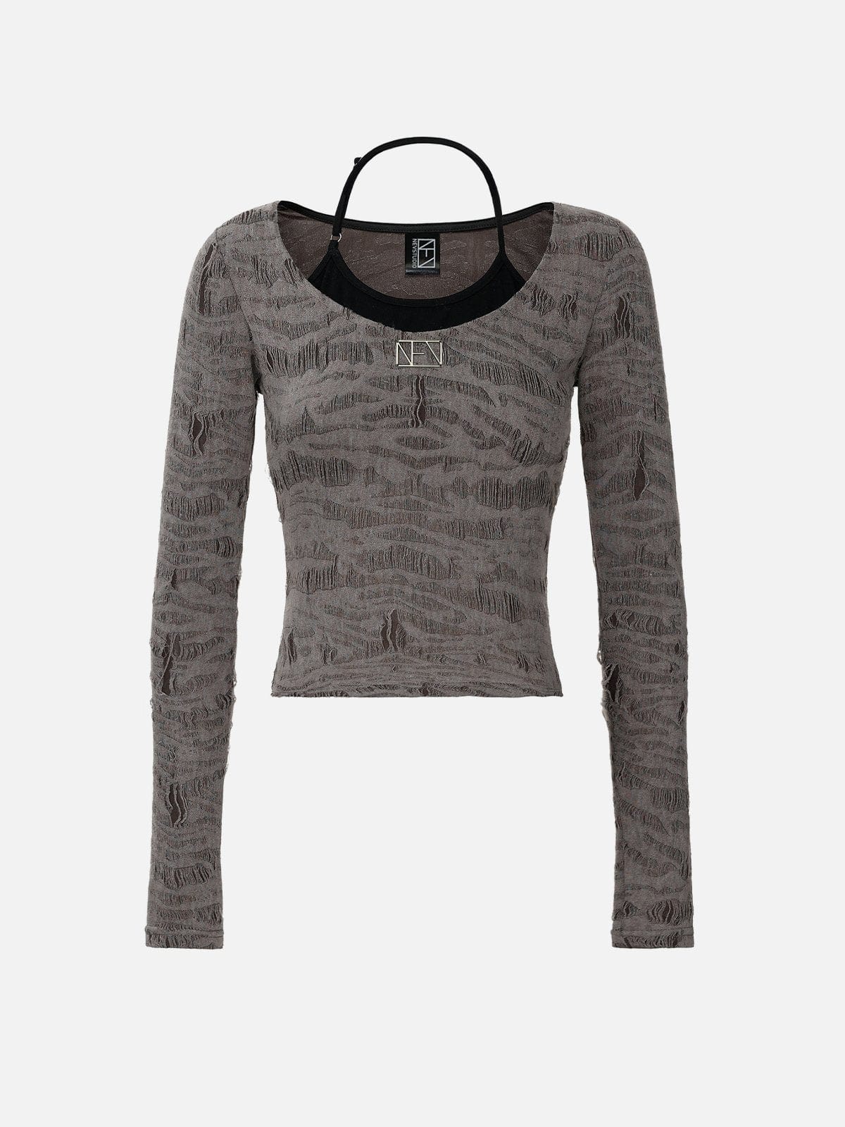 Halter Distressed Crop Top