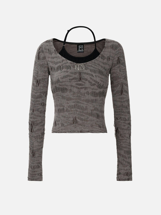 Halter Distressed Crop Top