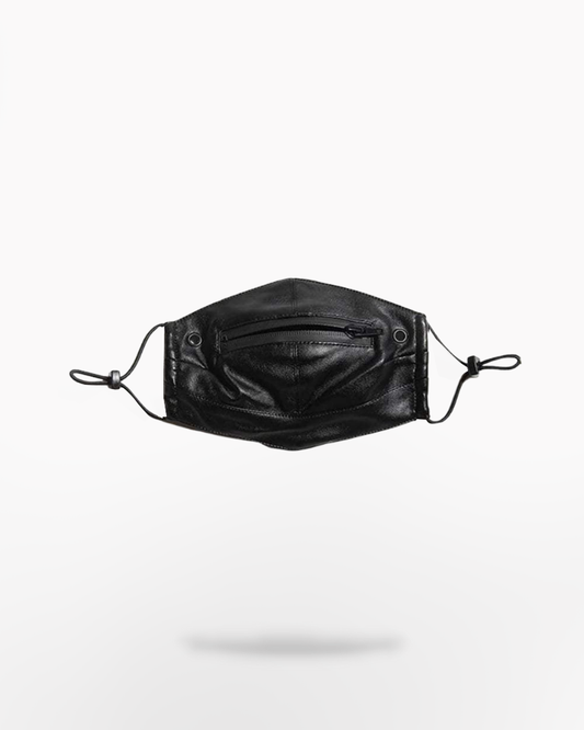 Techwear Leather Mask with Zipper Mouth