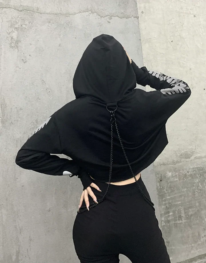 Techwear Long Sleeve Gothic Crop Top