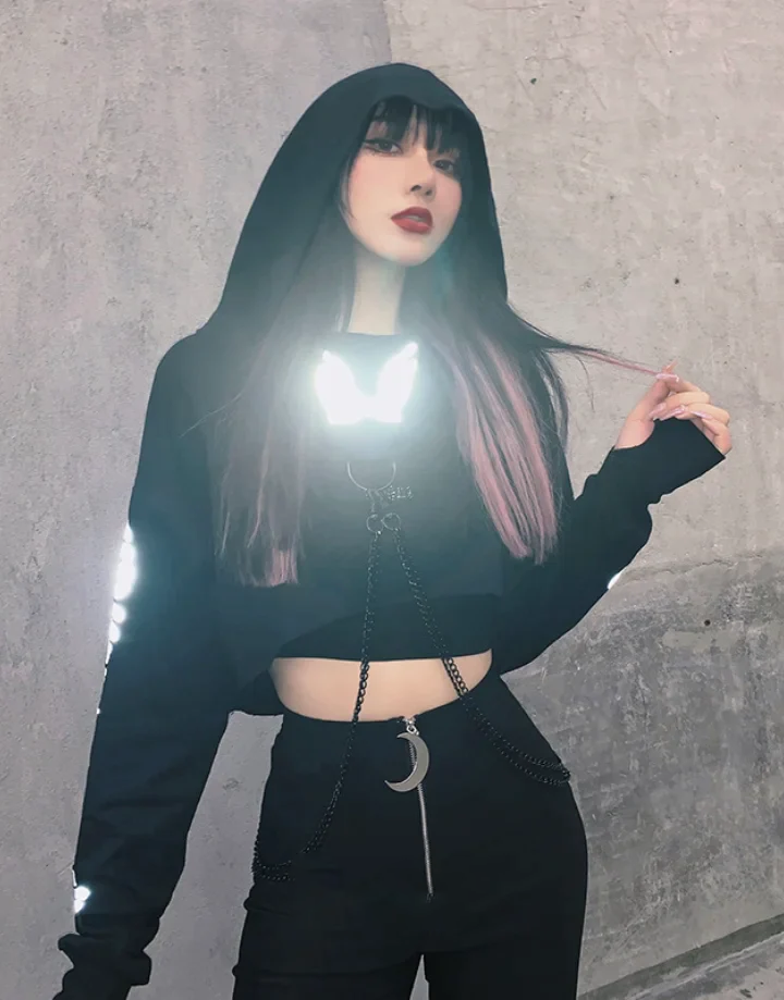 Techwear Long Sleeve Gothic Crop Top