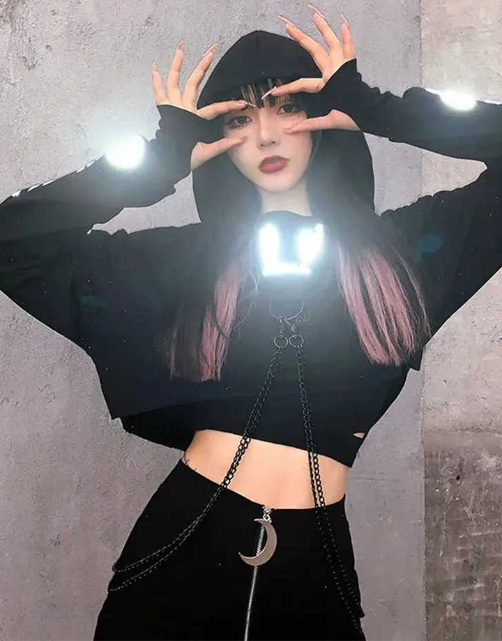 Techwear Long Sleeve Gothic Crop Top