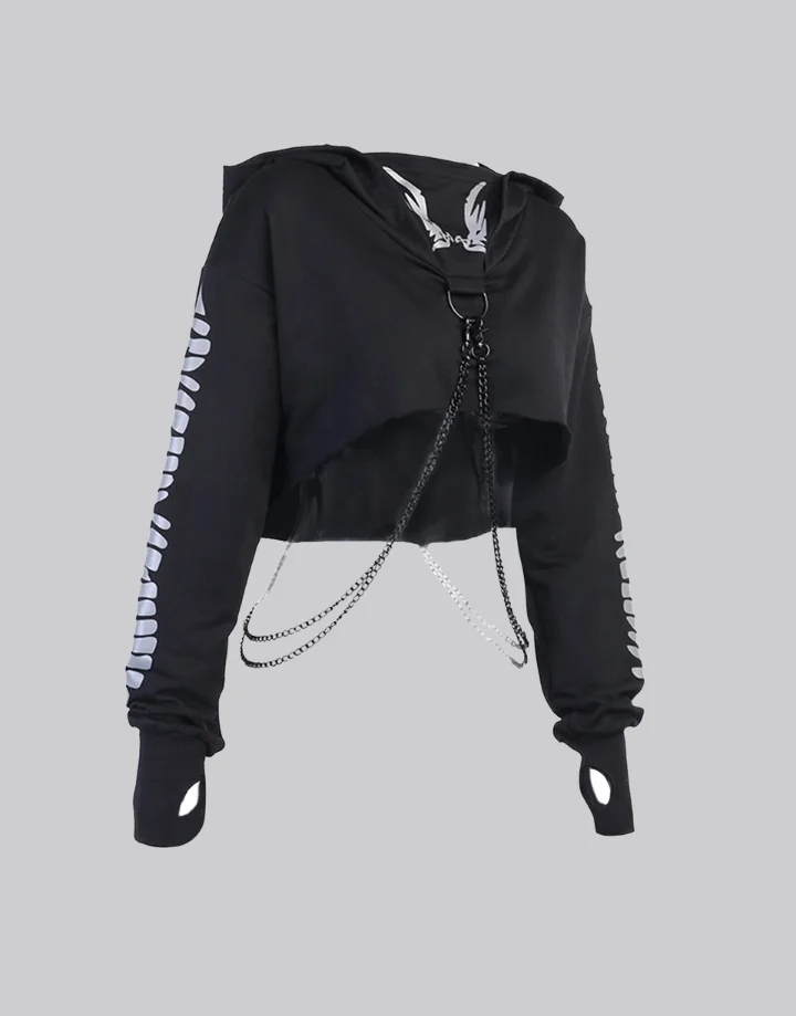 Techwear Long Sleeve Gothic Crop Top