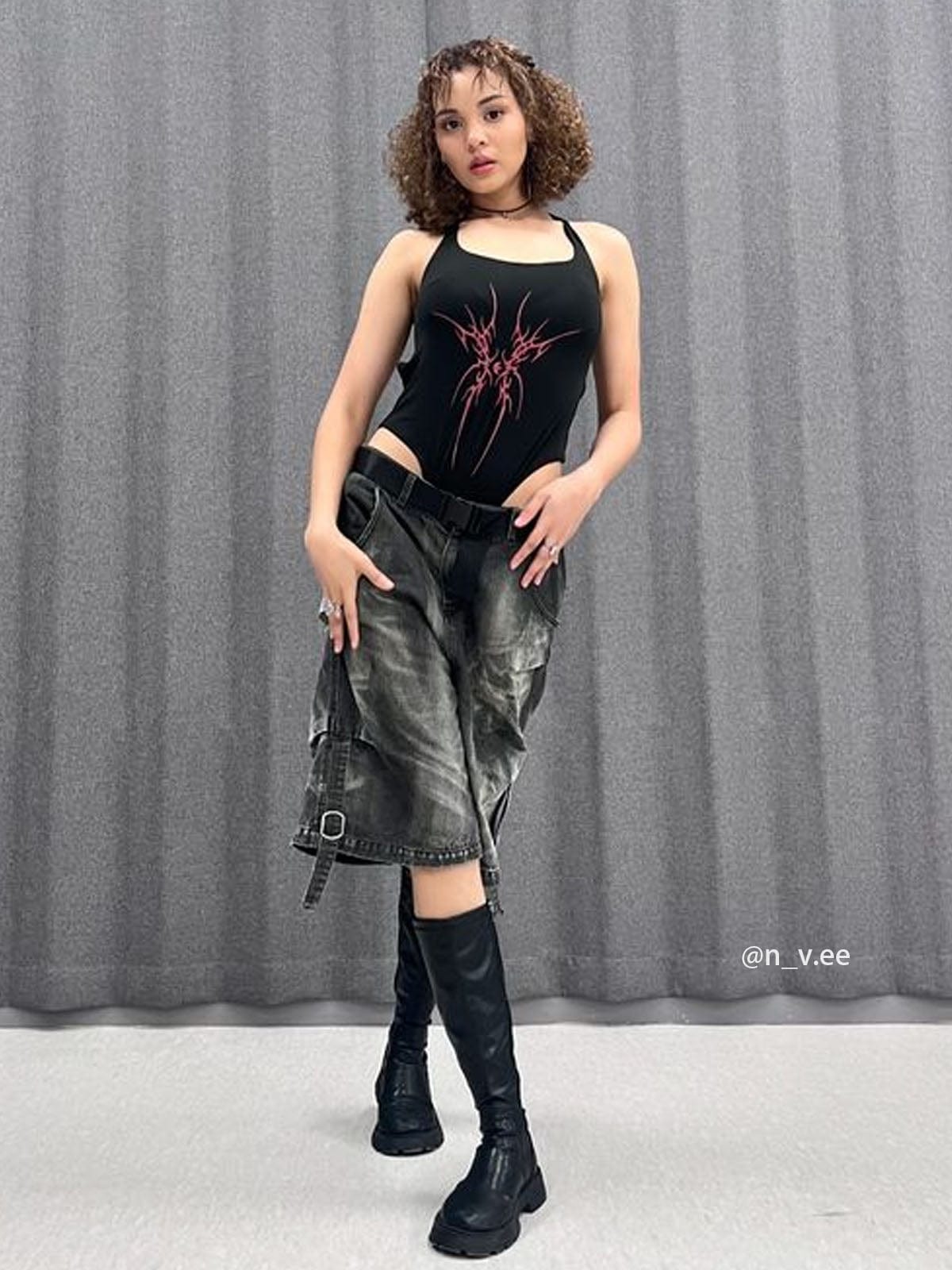 Print Cut-Out Bodysuit