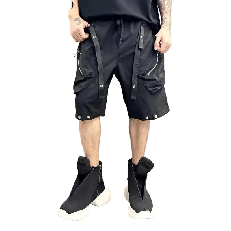 Patchwork Black Cargo Shorts