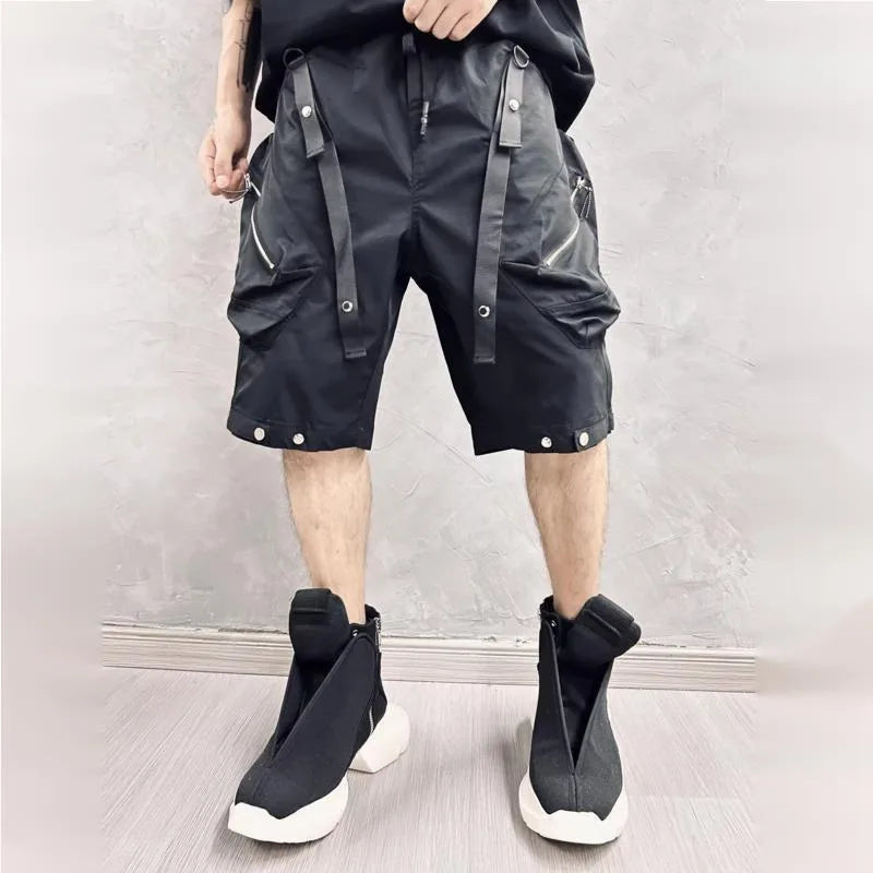 Patchwork Black Cargo Shorts