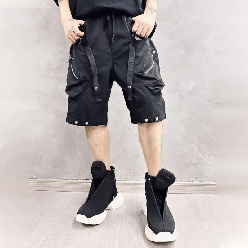 Patchwork Black Cargo Shorts