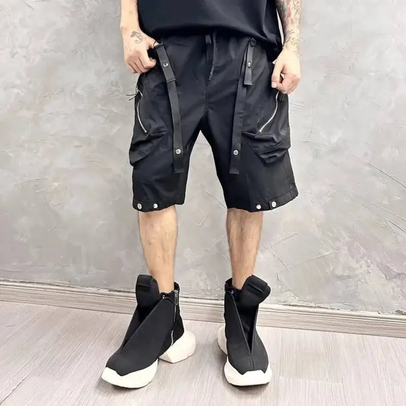 Patchwork Black Cargo Shorts