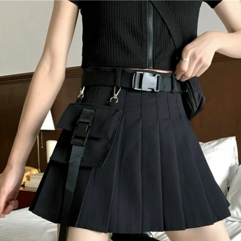 Black Cargo Mini Skirt