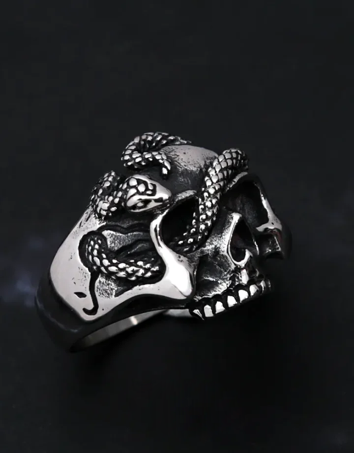 Techwear Skull Snake Ring