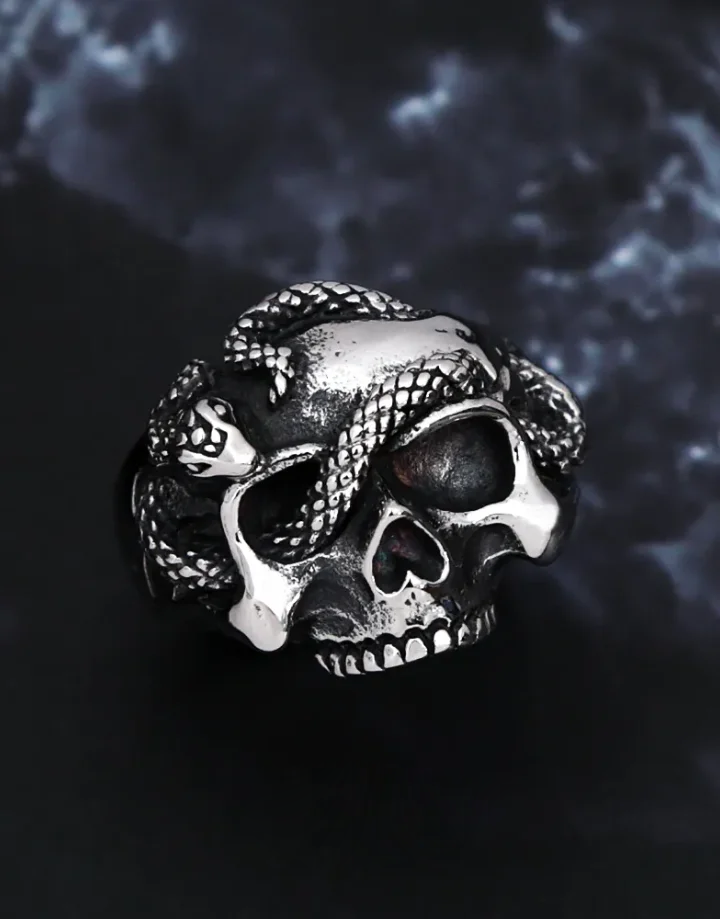 Techwear Skull Snake Ring
