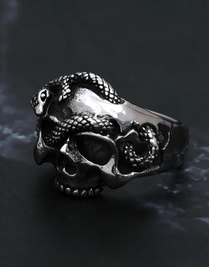 Techwear Skull Snake Ring