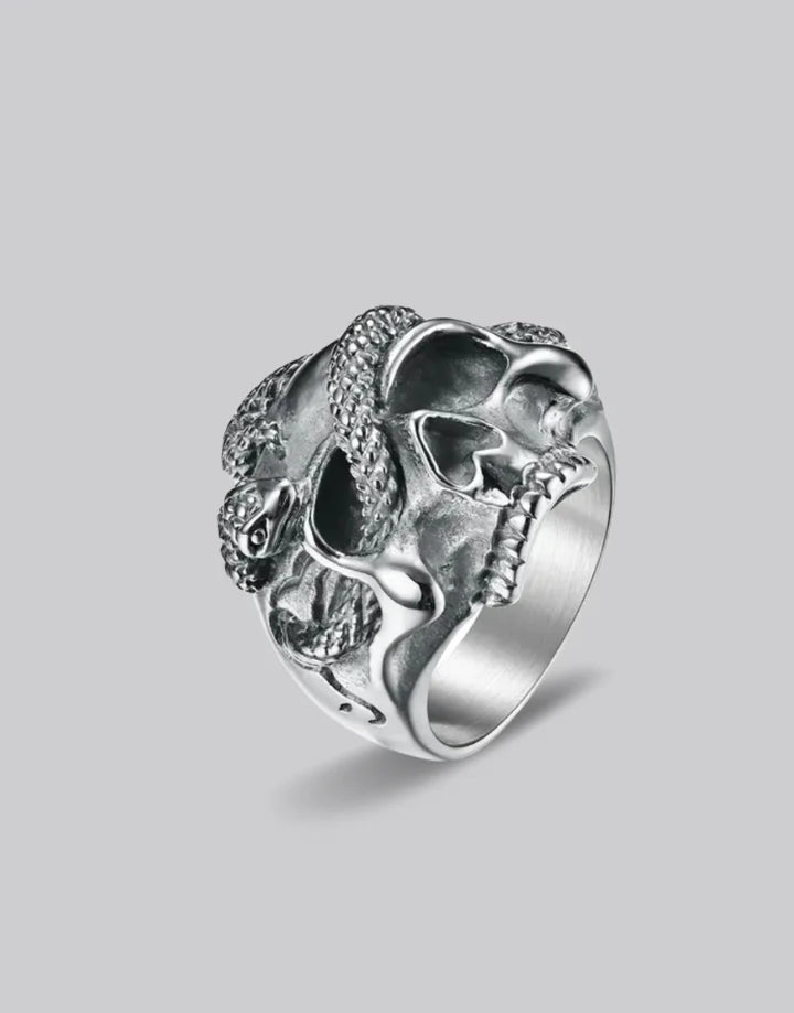 Techwear Skull Snake Ring