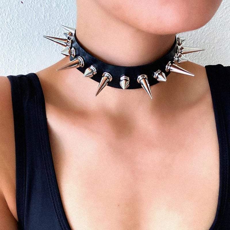 Techwear Spike choker necklace