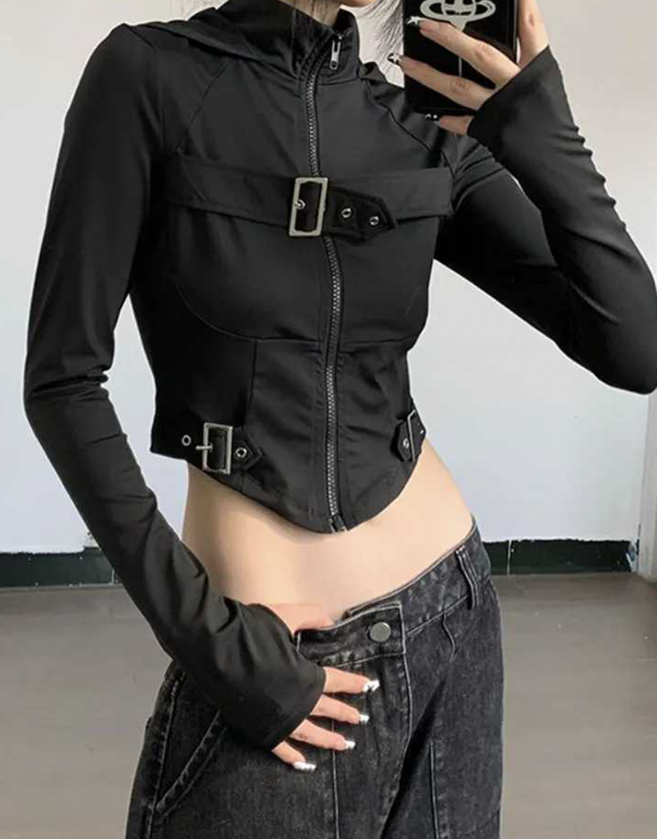Techwear Longsleeves Crop Top