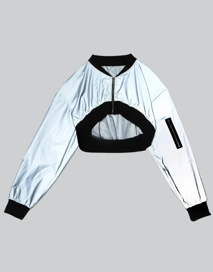 Techwear Reflective Crop Top Jacket
