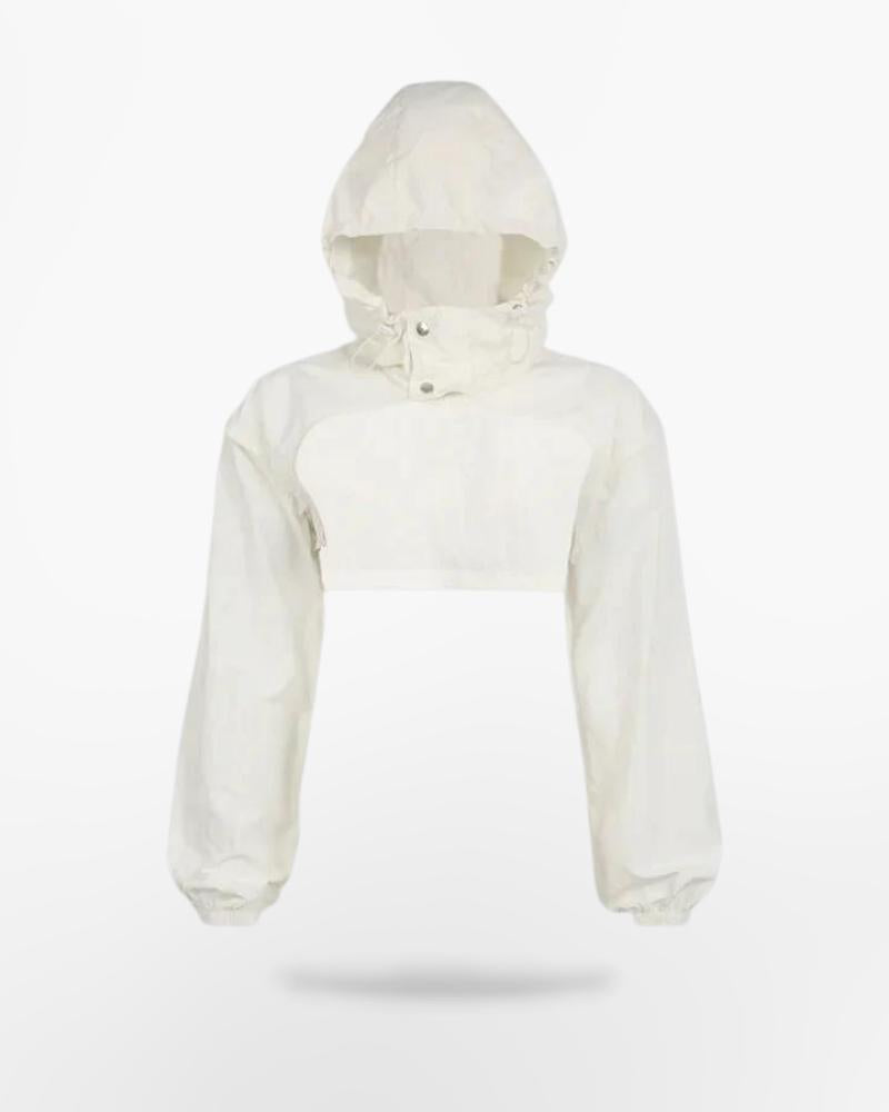 Techwear White Turtleneck Crop Top