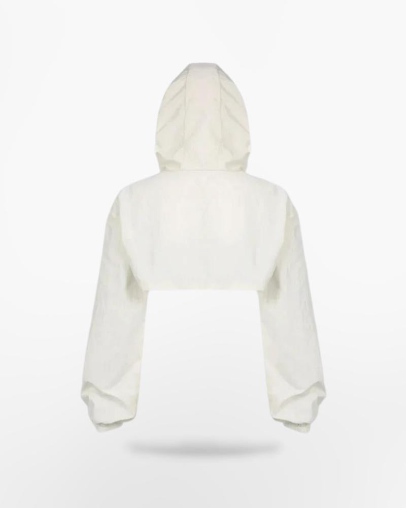 Techwear White Turtleneck Crop Top