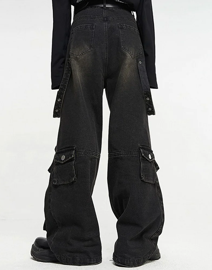Techwear Wide Leg Cargo Jeans