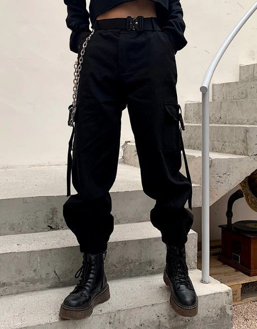 Techwear women's black tactical pants