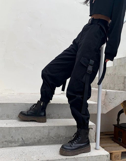 Techwear women's black tactical pants