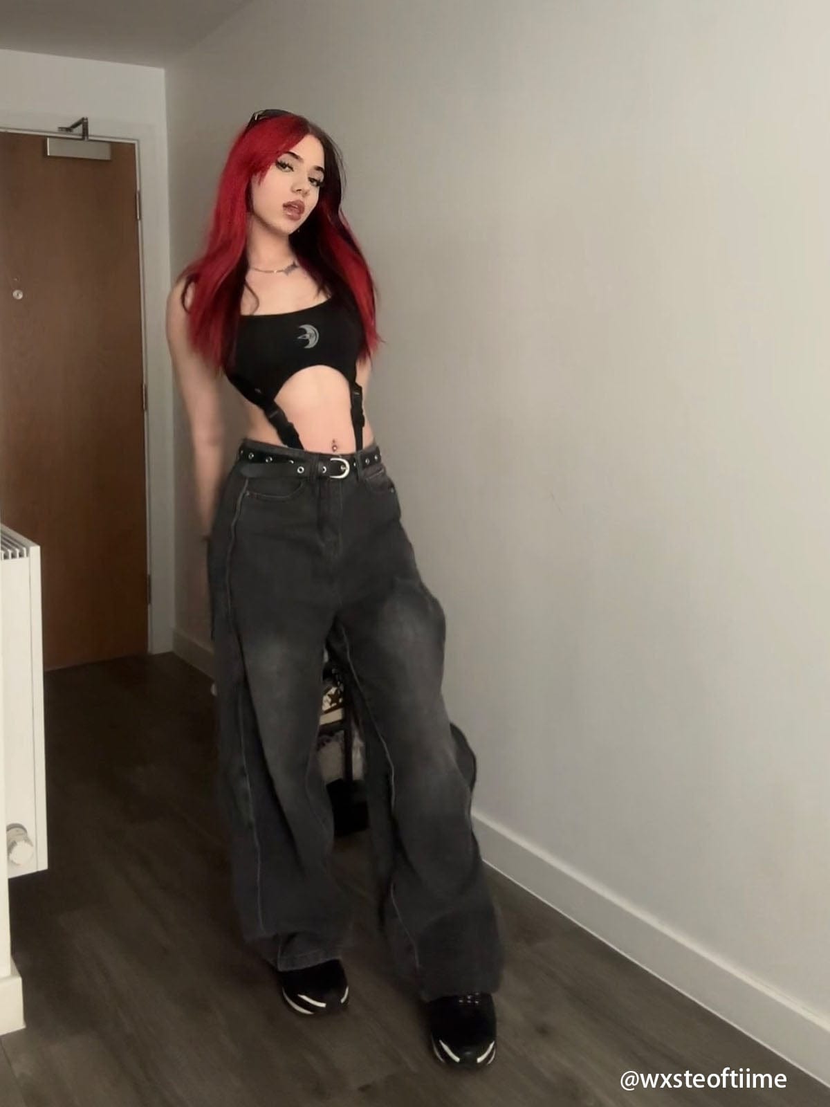 Woven Ribbon Cut-Out Bodysuit